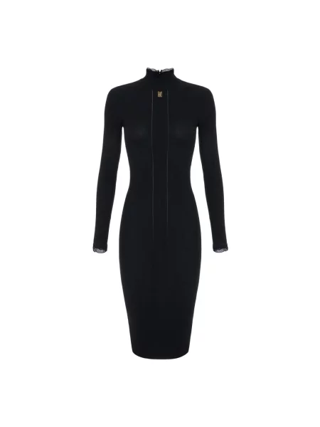 Sukienka midi Elisabetta Franchi z logo czarna