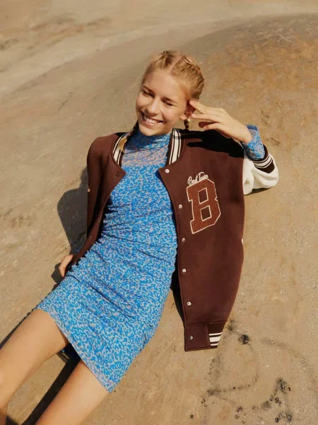 Obleka mini obleka Defacto s potiskom z dolgimi rokavi