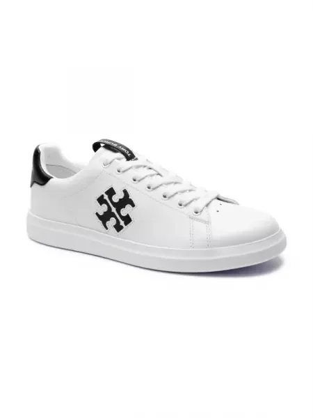 TORY BURCH Bőr sneakers tornacipő DOUBLE T HOWELL COURT fehér