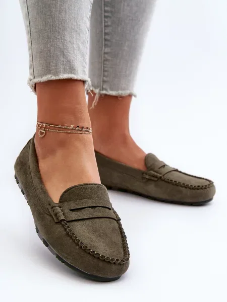 Pantofi loafer Kesi din piele de căprioară verde