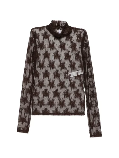 Top Imperial cu model floral din dantelă maro