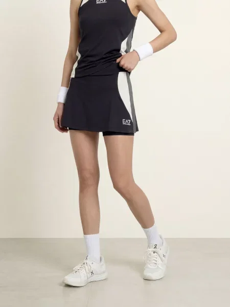 Emporio Armani Tenisová Sukně černá / šedá bílá