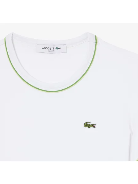 Lacoste T-Shirt Z Okrągłym Dekoltem Slim Fit biały