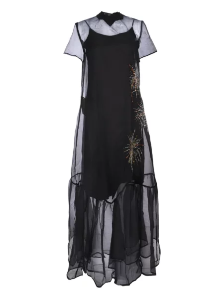 Rochie maxi Staud cu volane de costum negru