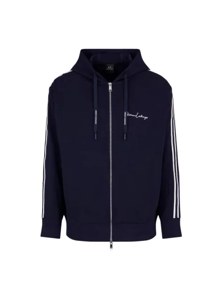 Bluza z kapturem Armani Exchange z kapturem niebieska