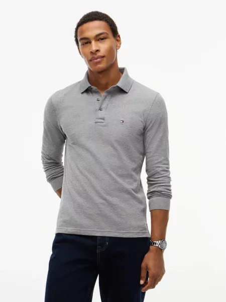 Tricou polo Tommy Hilfiger gri