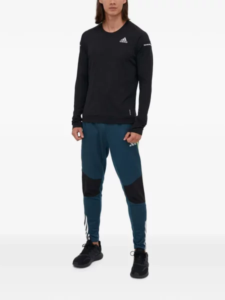 Pantaloni Adidas cu dungi alergare negru