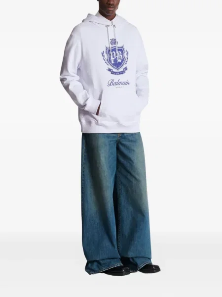 Hanorac cu glugă Balmain cu imagine alb