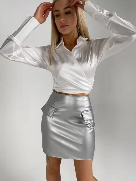 Кожаная юбка Uaclothes серая