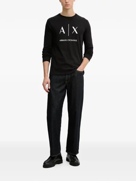 Lung tricou Armani Exchange cu imagine negru