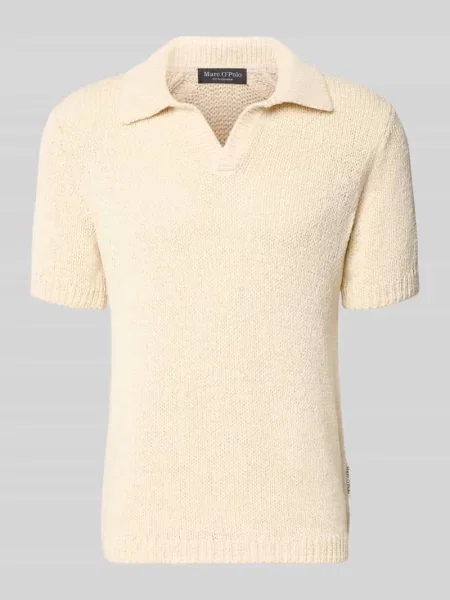 Koszulka z dzianiny o kroju regular fit z kołnierzykiem polo Marc O'polo białe