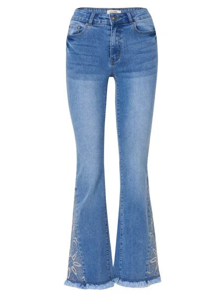 KOROSHI Traperice sivkasto / plavi traper bež