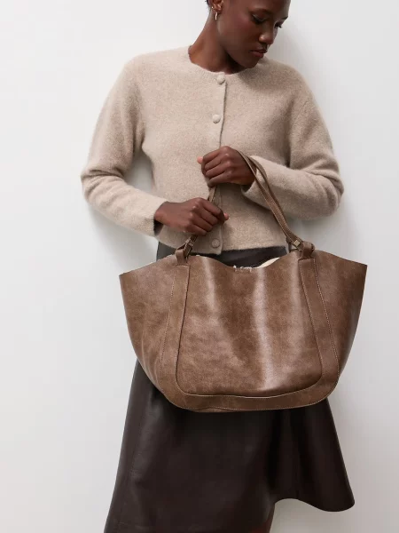 Answear.LAB geantă shopper pentru femei cu imitație de piele maro