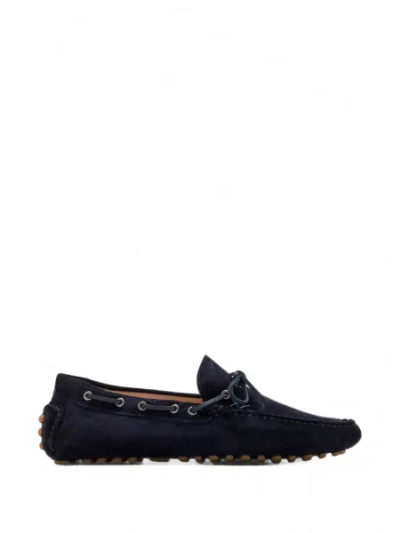 Pantofi loafer Forsa cu funde din piele de căprioară albastru