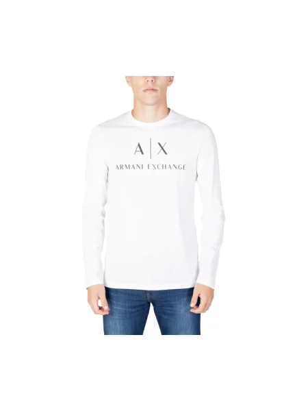 Bluzka z długim rękawem Armani Exchange z logo biała