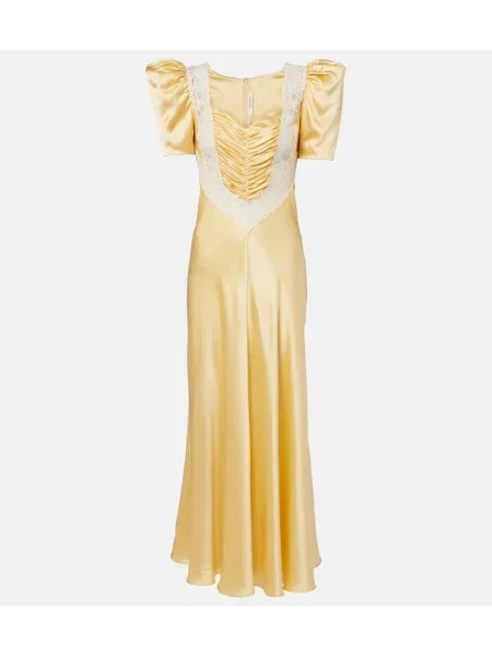 Rochie maxi Rodarte din satin cu volane galben