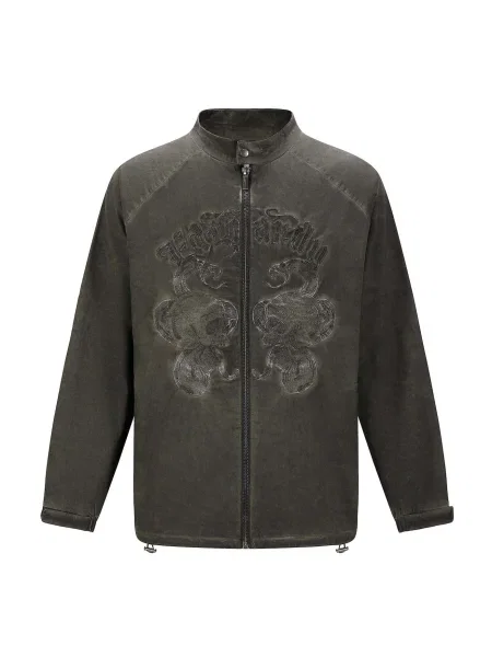 Ed Hardy Prehodna jakna Schädel und Schlange temno zelena