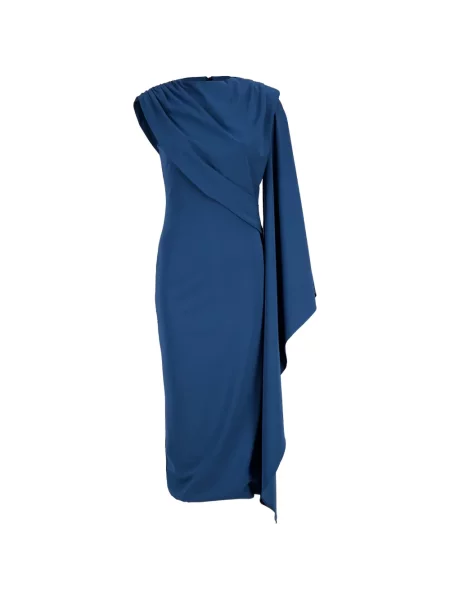 Rochie midi Roland Mouret asimetrică albastru