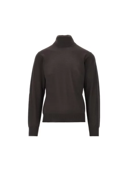 Sweter z golfem Emporio Armani wełniany do golfa brązowy