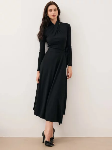 Bizuu sukienka ROTTA midi rozkloszowana ROTTA czarny