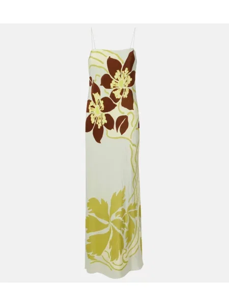 Rochie Sir de mătase cu model floral de costum verde