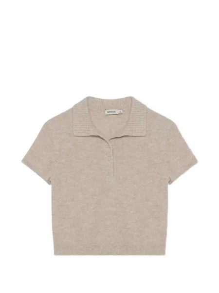 Scurt tricou polo Simkhai din cașmir gri