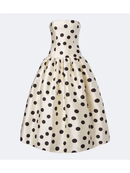 Rochie The New Arrivals Ilkyaz Ozel din satin cu buline alb