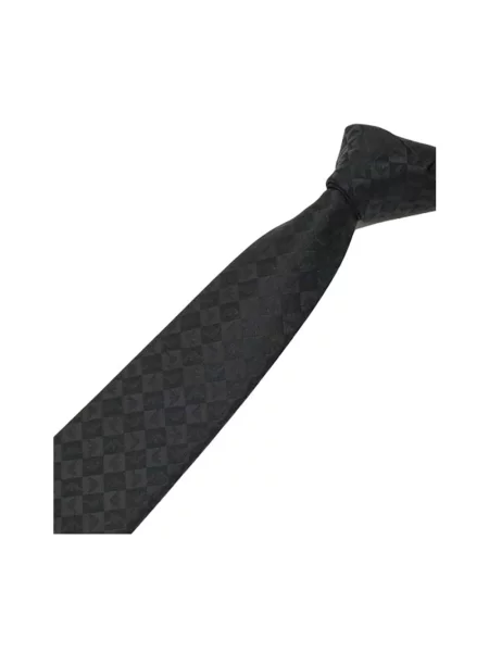 Jedwabny krawat Emporio Armani w kratę z nadrukiem czarny
