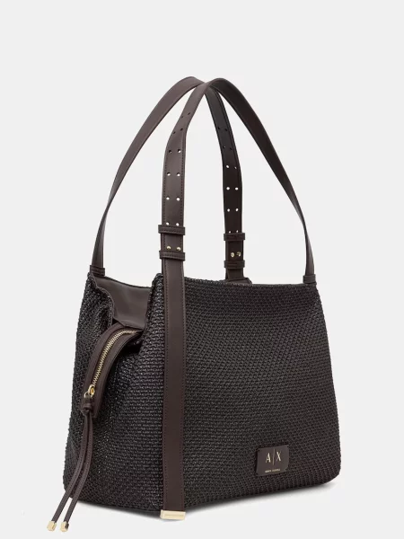 Armani Exchange geantă shopper pentru femei împletită maro