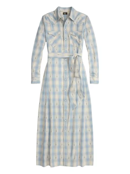 Sukienka midi Ralph Lauren Rrl w kratę niebieska