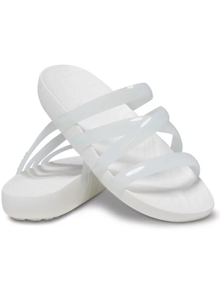Klapki Dla Dorosłych Crocs Splash Glossy Strappy Sandal białe