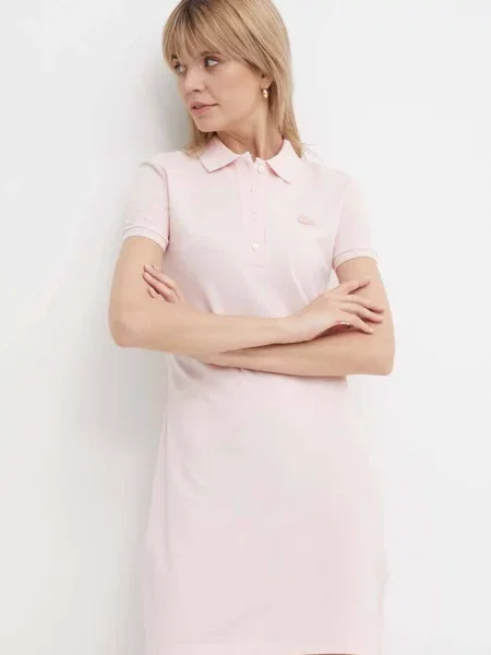 Lacoste sukienka mini dopasowana różowy