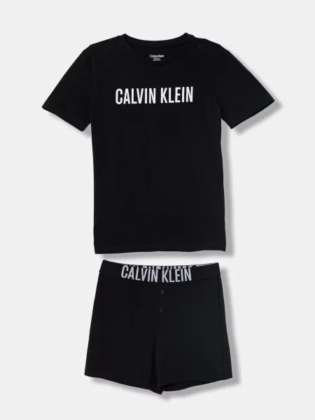 Calvin Klein Underwear gyerek kétrészes pizsama elasztánnal fekete