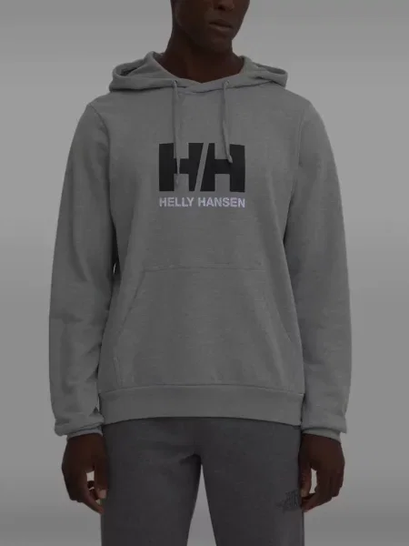 Hanorac cu glugă Helly Hansen cu imagine cu cordon gri