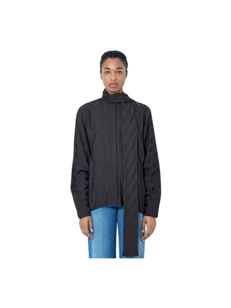 Bluzka Sportmax w paski z paskiem czarna