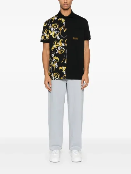 Поло тениска Versace Jeans Couture с принт черно