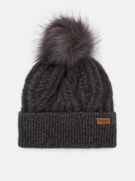 Barbour Čepice Elsdon S Umělou Kožešinou tmavě šedá
