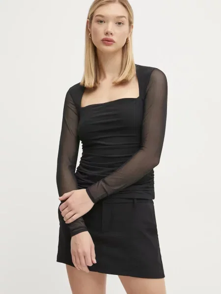 Блуза с дълги ръкави Abercrombie & Fitch черно