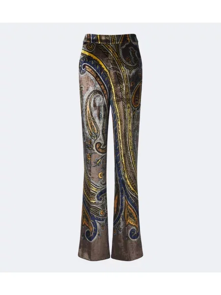 Pantaloni Etro de catifea cu model paisley evazate