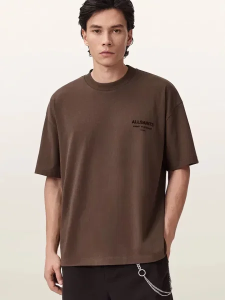 AllSaints tričko XANDER hnědé