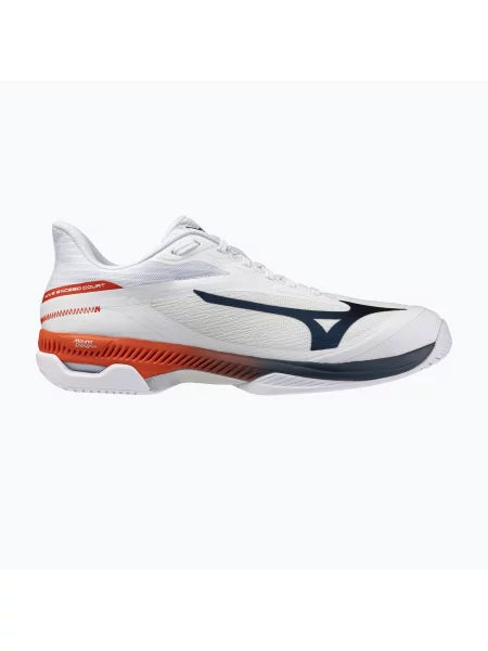 Încălțăminte de tenis pentru bărbați Mizuno Wave Exceed Court AC white/insignia blue/orange alb