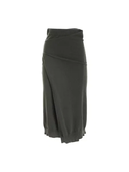 Spódnica midi Kenzo drapowana do kolan wełniana zielona