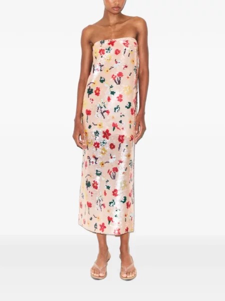 Φόρεμα Tory Burch με παγιέτες στράπλες ροζ