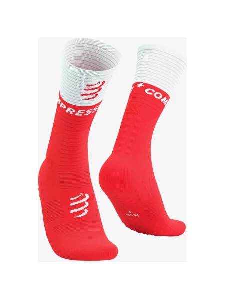 Skarpety Compressport Mid Compression Czerwony T1 biały