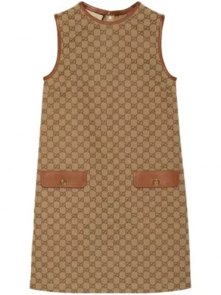 Šaty Gucci bez rukávů hnědé