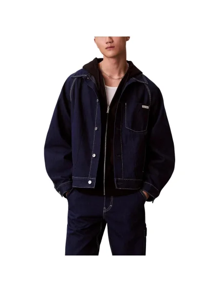 Geacă de blugi Calvin Klein Jeans albastru
