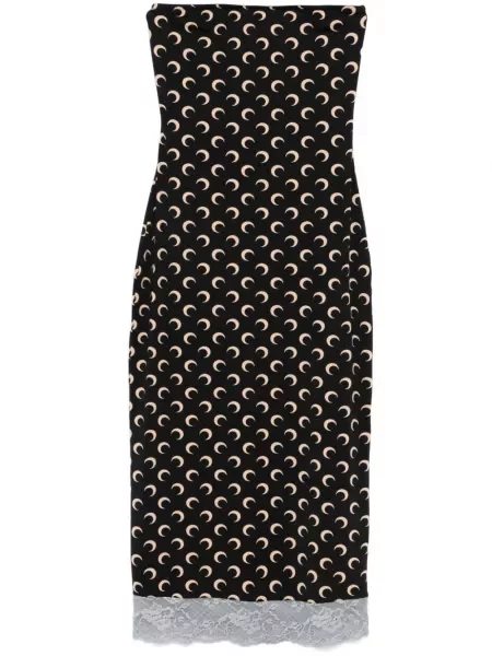 Rochie midi Marine Serre din jerseu până la genunchi de costum negru