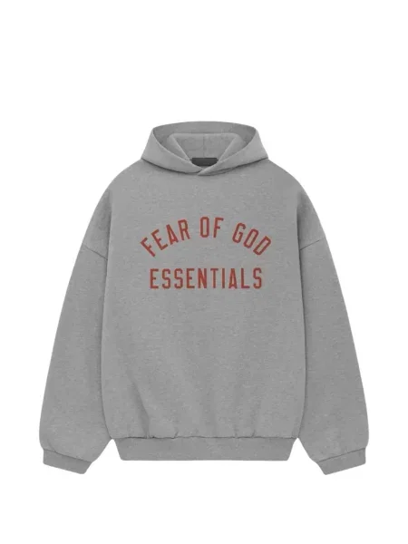 Hanorac cu glugă Fear Of God Essentials din fleece cu glugă gri