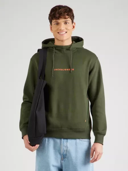 JACK & JONES Mikina JJTREE olivová oranžová