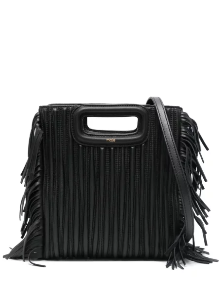 Geanta de piele Maje din piele matlasată negru